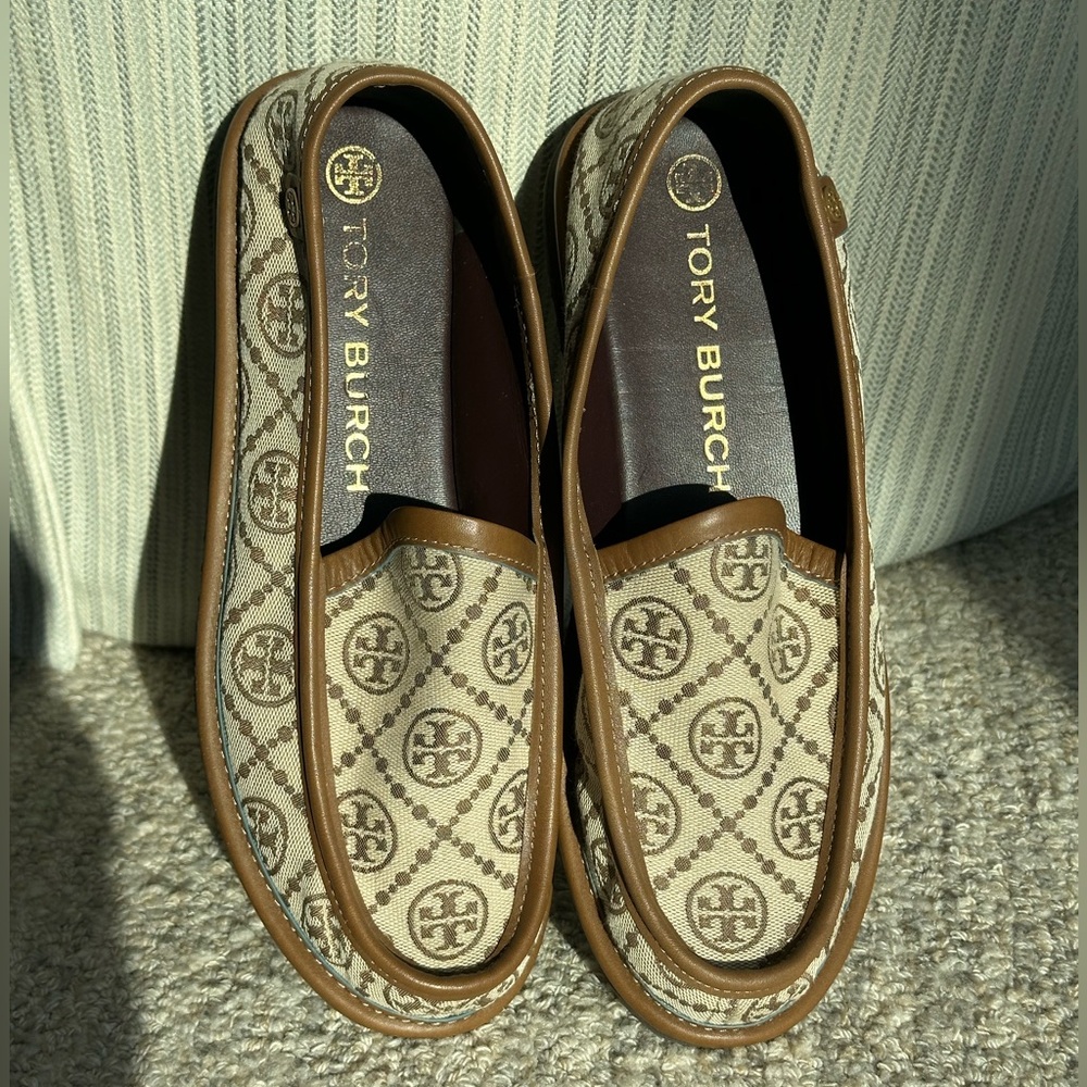 Tory Burch Brown and Tan Loafers
